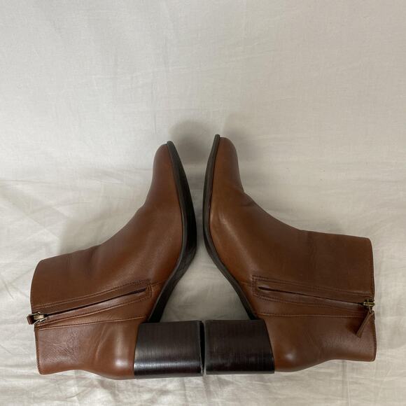 Johnston & Murphy Boots Womens 9 Leather Ankle Booties Chunky Heel Side Zip Boho - Picture 7 of 13